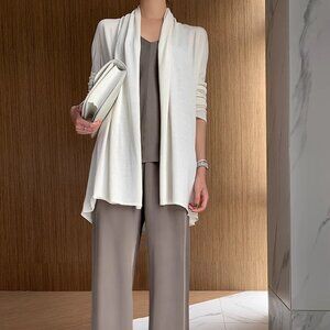 CHICJOC Women The Row-Style Jersey Silk-Cotton Knit Cardigan – Size 36